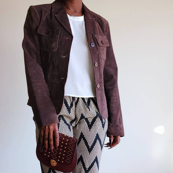 Deane & White Brown Leather Jacket|Brown Leather Coat|Brown Leather Vest Size M - Picture 5 of 7